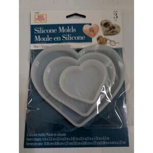 Mod Podge Heart Silicone Set of 3 Molds Mold Resin Keychain Paper Weight Craft